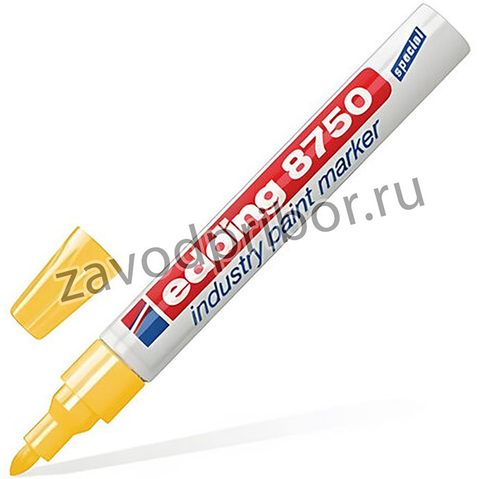 Маркер-краска лаковый (paint marker) EDDING 8750, ЖЕЛТЫЙ, 2-4 мм, круглый наконечник, алюминиевый корпус, Е-8750/5