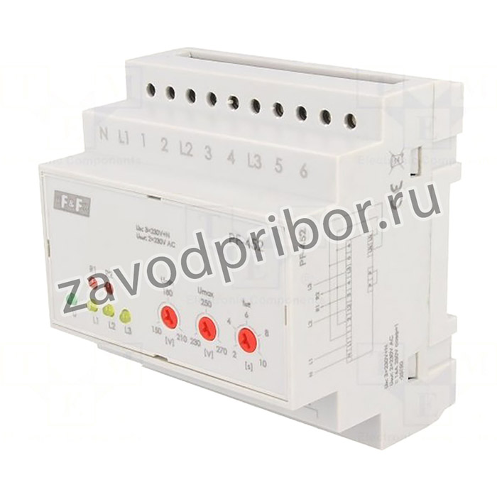 PF-452, Модуль: реле контроля напряжения, DIN, Выводы: винтовые клеммы