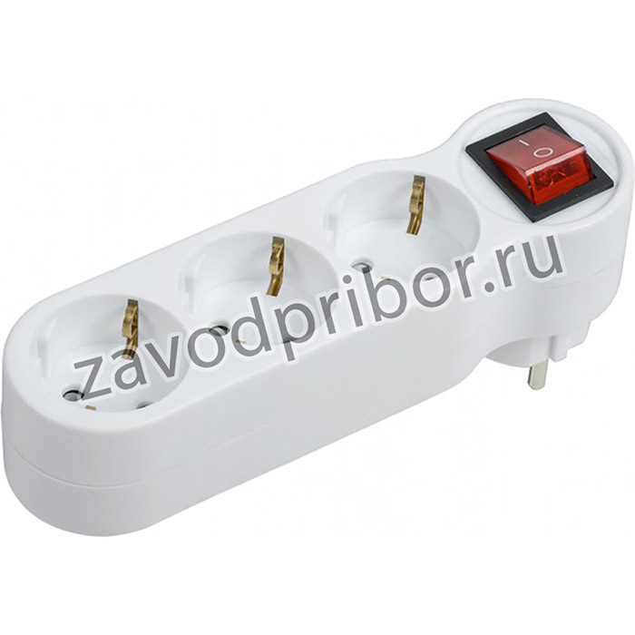 IEK Тройник Т-01/03В 3 места 2P+PE 16А с выкл. белый