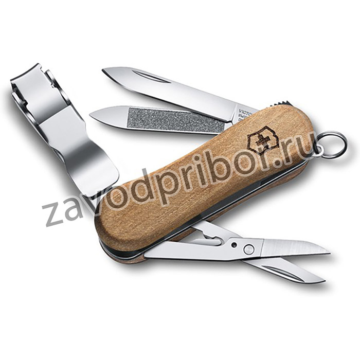 0.6461.63, Нож-брелок Victorinox Classic Nail Clip Wood 580, 65 мм, 6 функций, дерево