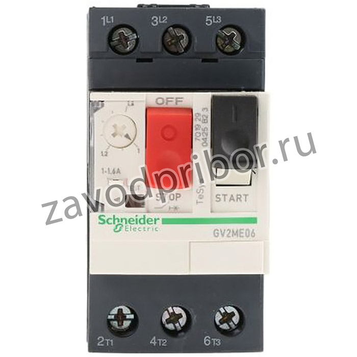 GV2ME06, Выключатель двигателя, 0,37/0,55кВт, 230-690ВAC, DIN, IP20
