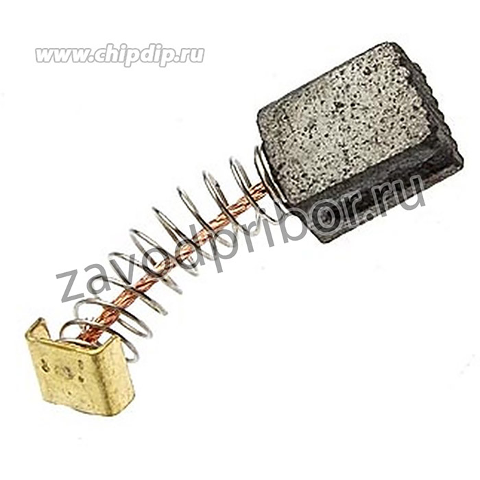 BRUSH 5X8X11 SPRING, Щетка графитовая для электродвигателя, медный провод на пружине, контакт латунь