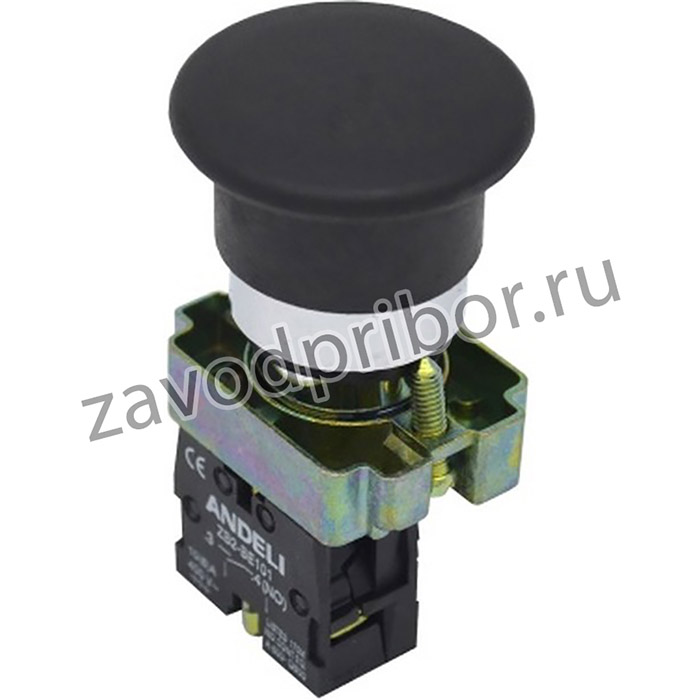 Кнопка XB2-BС21 "Грибок" без подсветки черный 1НО (ANDELI)