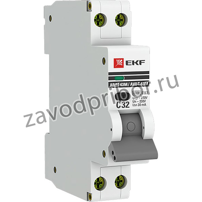 Выключатель автоматический дифференциального тока 1мод. C 25А 30мА тип AC 6кА АВДТ-63М электрон. PROxima EKF DA63M-25-30