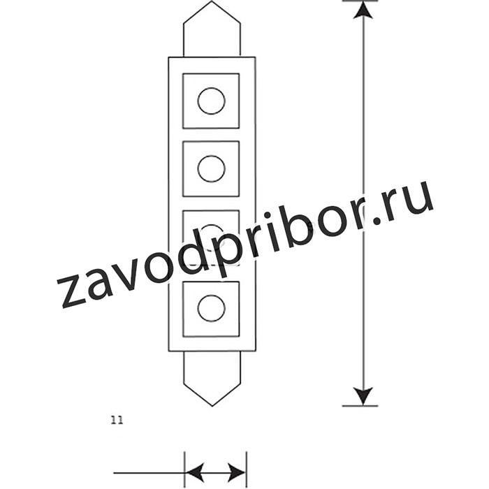 Светодиод 12V T11x39 4SMD S8.5 WHITE (блистер) с индикатором 12T11x39W4SMDBut