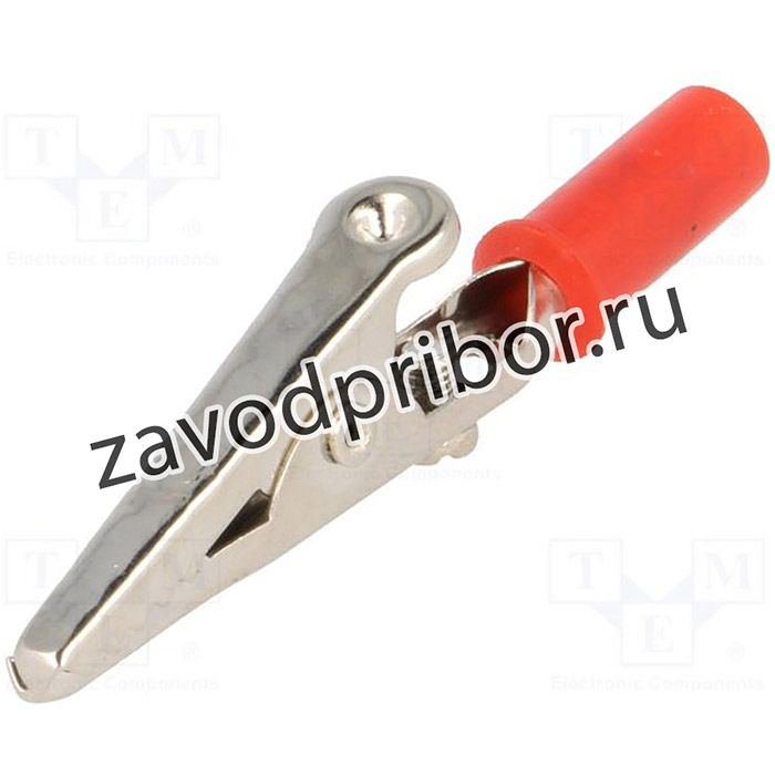 CRCL10-R, Зажим "крокодил", красный, Диап.захвата: макс.14мм, Длина: 55мм