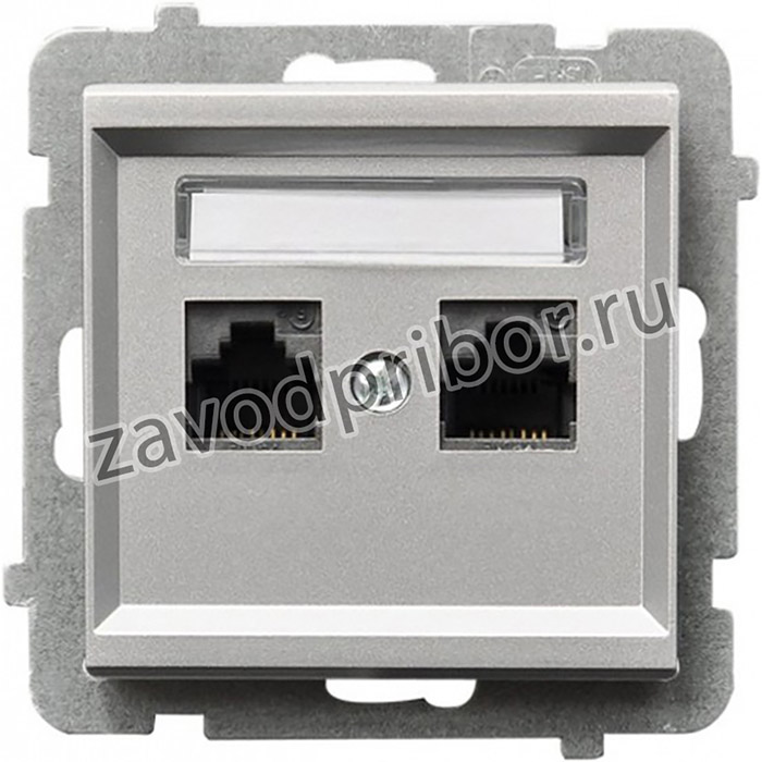 Ospel Sonata Серебро матовое Розетка компьютерная 2-я, категория 5e, RJ-45, без рамки