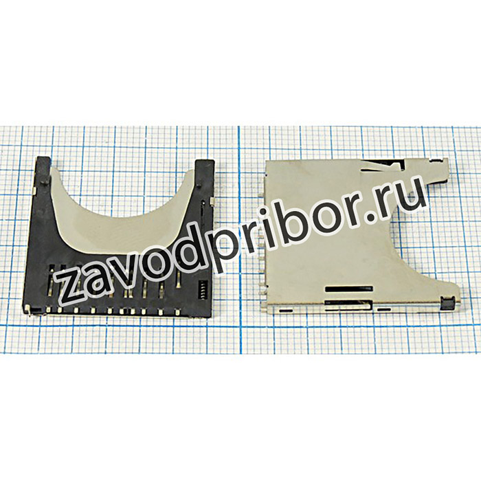 держатель карт памяти SD, 10-ть контактов, SMD; держ карт SD\10C\\SMD\\SD-3