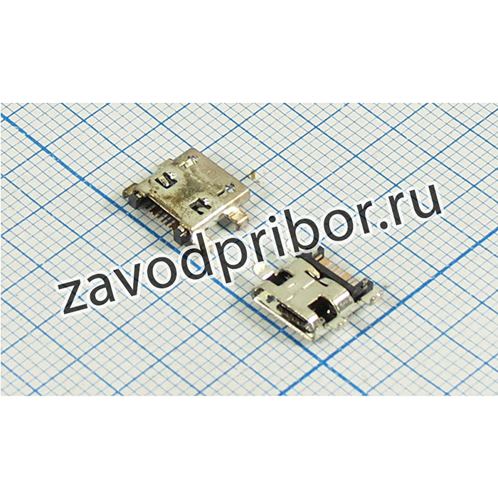 Разъем microUSB розетка, тип B, контакты 5C2C4HP, на плату, угловой, SMD, micro-B5+2SAВ
