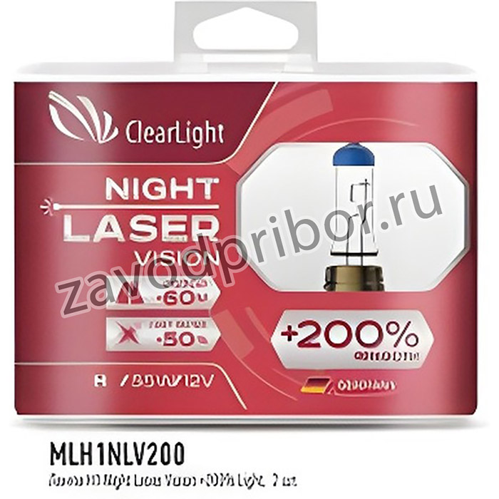 MLH1NLV200, MLH1NLV200_лампа! галогеновая 12V H1 55W P14.5S 4300K (бокс 2шт) Night Laser Vision +200%\