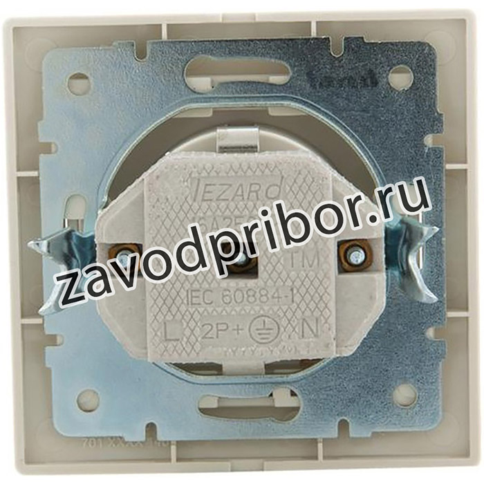 Розетка 1-м СП Mira 16А IP20 с заземл. с защ. крышкой со вставкой керамика крем. LEZARD 701-0303-123