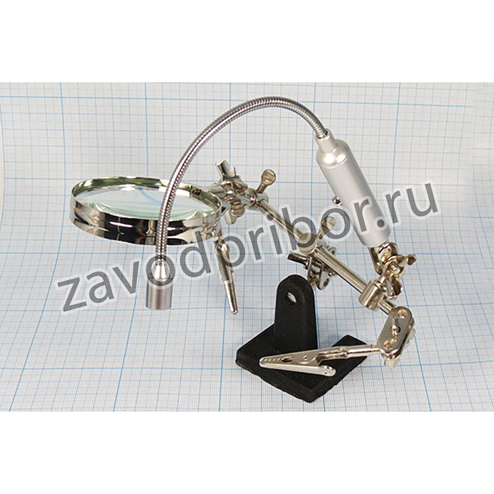 Приспособление: лупа и держатель плат, кратность 2.5*, d=60мм, гибкая подсветка; лупа 2,5*\ 60мм\IL\3xLR44\JM501\с держателем плат