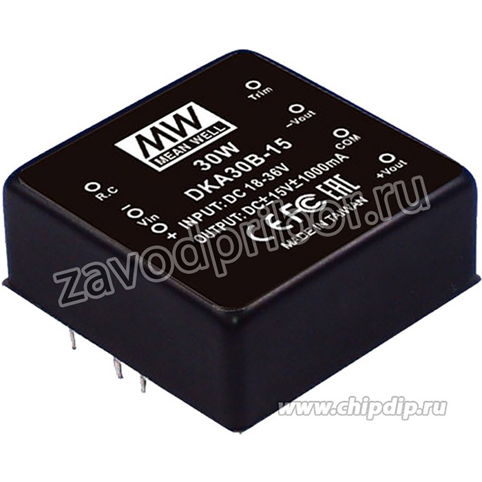 DKA30A-12, DC/DC преобразователь, 30Вт, вход 9-18В, выход 12В,-12В/1.25А,-1.25A