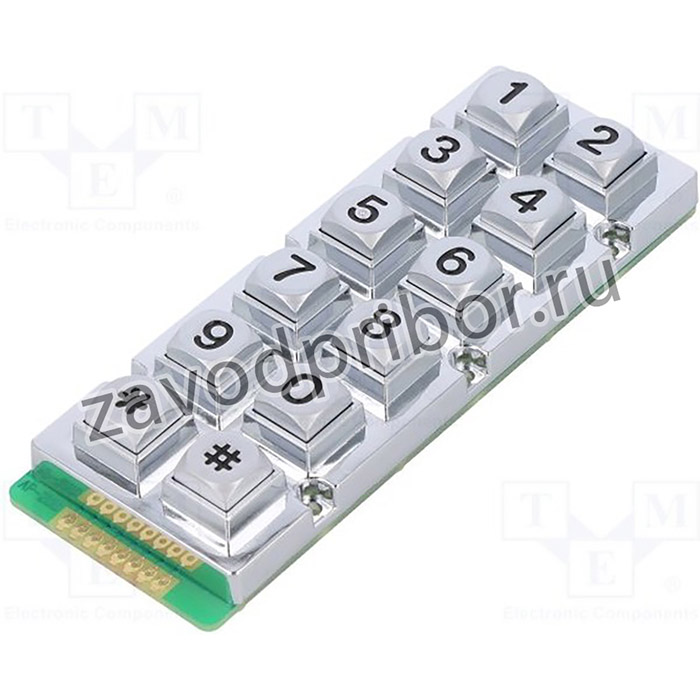 AK-206-N-SSB-WP-MM, Клавиатура: металл, Кол-во кноп: 12, нет, металл, 200мОм, 1,5Н, 20мА