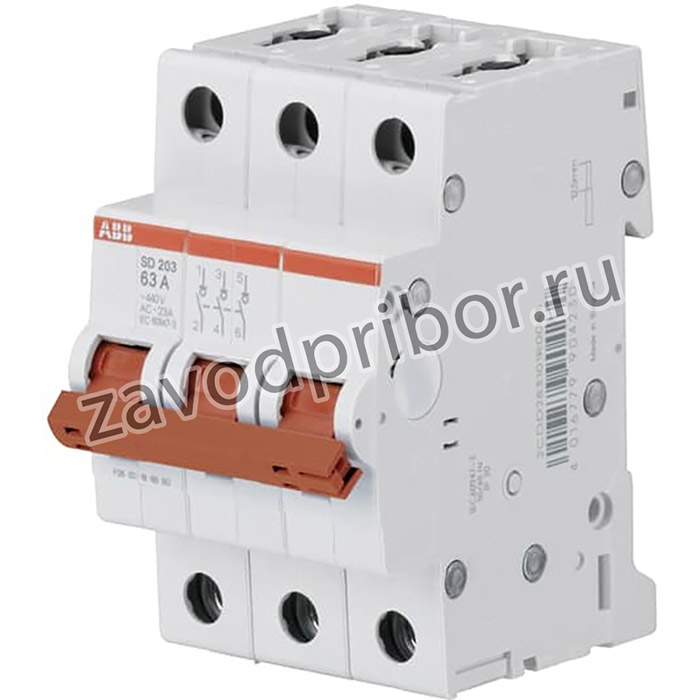 Рубильник ABB 3 полюса SD203 25A рычаг красный