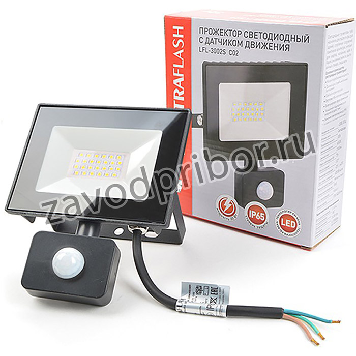 ULTRAFLASH LFL-3002S C02 светодиодный, 30Вт, 6500К, IP65, черный, Прожектор