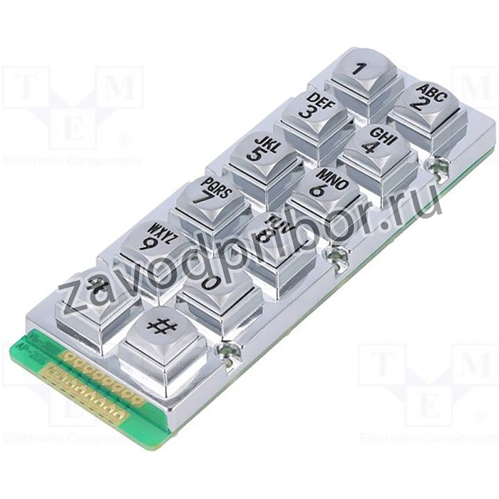 AK-206-A-SSB-WP-MM, Клавиатура: металл, Кол-во кноп: 12, нет, металл, 200мОм, 1,5Н, 20мА