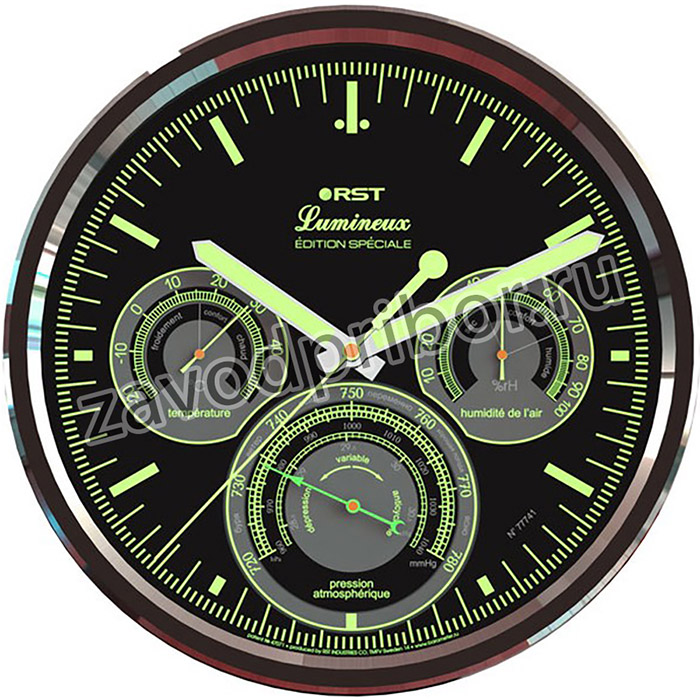 77741 Светящиеся настенные метеочасы, плавный ход, d-35см, металл.