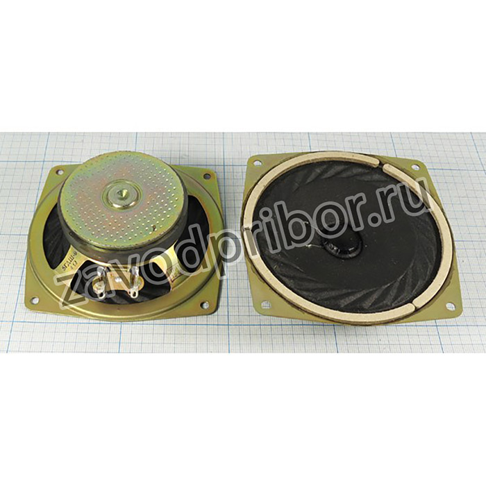 Динамик круглой формы в прямоугольном корпусе размерами 100x100x30мм, 4Ом, 5Вт ; дин 100x100x30\ 4\ 5\мет/бум\2C\5ГДШ-9-4\