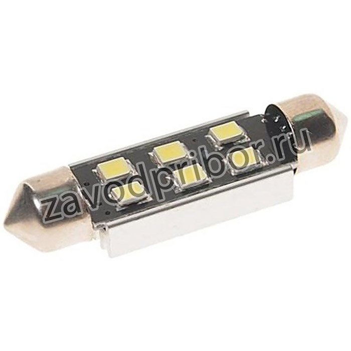 70254W-24, Лампа светодиодная 24V C5W SV8.5-8 6000K двухцокольная 6 светодиодов с обманкой CANbus MEGAPOWER