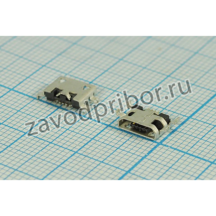 Разъем microUSB розетка, тип B, контакты 5C4HP, на плату, угловой, SMD, microUSBB5SAD7