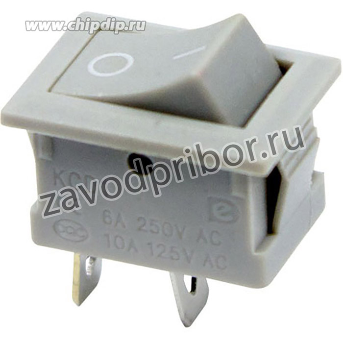 36-2113, Выключатель клавишный 250V 6А (2с) ON-OFF серый Mini (RWB-201, SC-768)