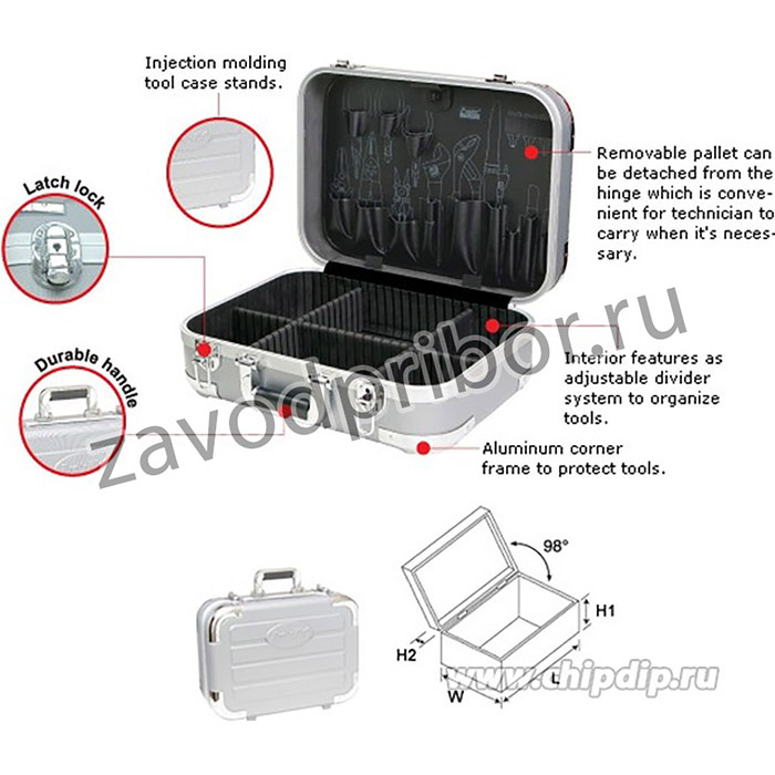 TC-2009 Кейс с палетой для инструмента(пластик АВС+алюминий) Pro'sKit