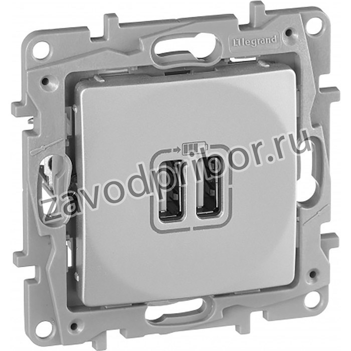 Legrand Etika Алюминий Розетка USB 2-ая 240В/5В 2400мА