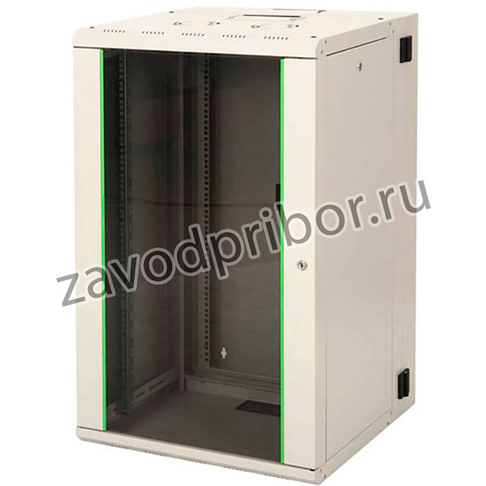 Шкаф коммутационный Lande Proline (LN-PR16U6060-LG-111) настенный 16U 600x600мм пер.дв.стекл задн.дв.стал.лист направл.под закл.гайки 100кг