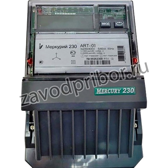 Счетчик Меркурий 230 ART-01 RN 5-60А/400В (мнтар.) ЖКИ (монт. пл.)
