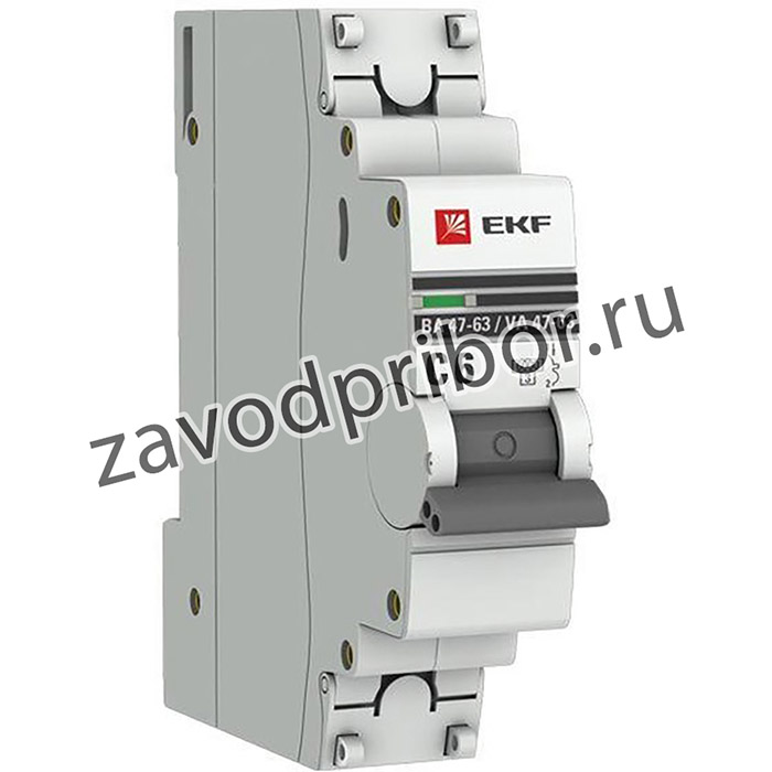 Выключатель автоматический однополюсный ВА 47-63 6А C 6кА PROxima | mcb4763-6-1-06C-pro | EKF