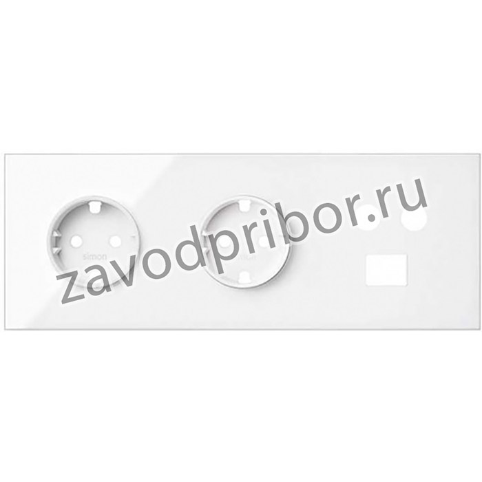 Simon 100 Белый глянец Кит 3 поста, фронт. Накладка на 2 розетки Schuko + 1 розетку TV + 1 розетку RJ45