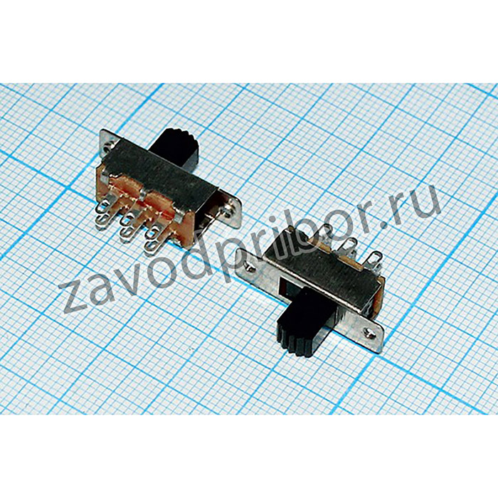 Переключатель движковый 15,0x 7,5h7, 6C, 0,5А 220, DPDT, 2 отверстия M2,0, QKBBZ40; ПДв 15,0x 7,5h7\ 6C\0,5А 220\DPDT\2отвM2,0\QKBBZ40