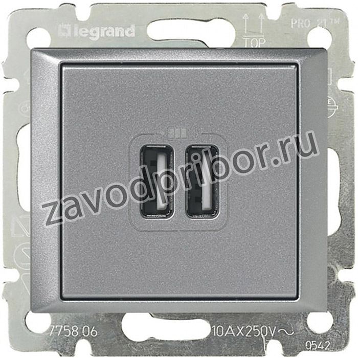 Legrand Valena Алюминий Розетка 2-ая USB