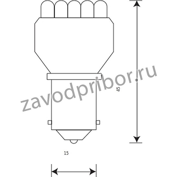 12T25-W15LED, Лампа светодиодная 12V P21W 21W Маяк 1 шт. картон 12T25-W15LED