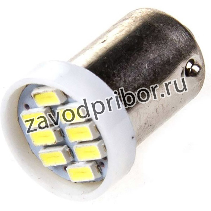 Автолампа диод T8,5 (T4W) 24V 8 SMD диодов BA9s 1-конт Белая SKYWAY Габариты