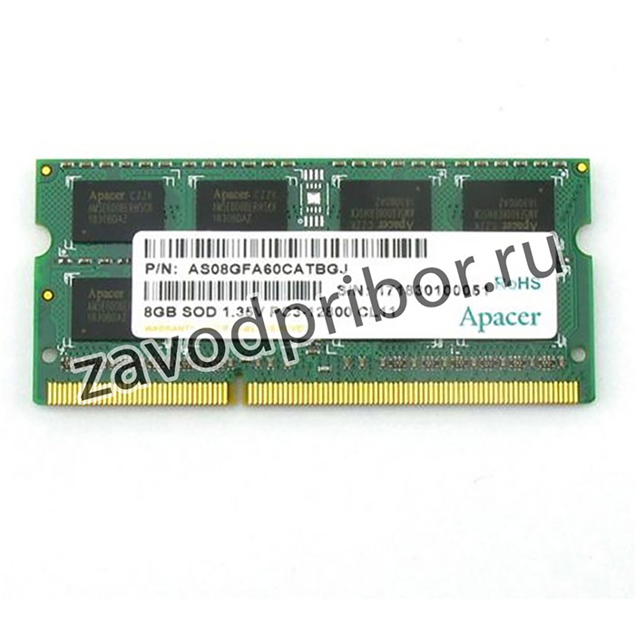 Оперативная память Apacer DDR3 8GB 1600MHz SO-DIMM (PC3-12800) CL11 1.35V (Retail) 512*8 3 years (AS08GFA60CATBGJ/ DV.08G2K.KAM)