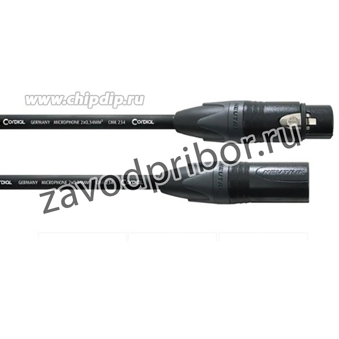 Cordial CPM 10 FM 234 микрофонный кабель XLR female-XLR male, разъемы Neutrik, 10м, черный