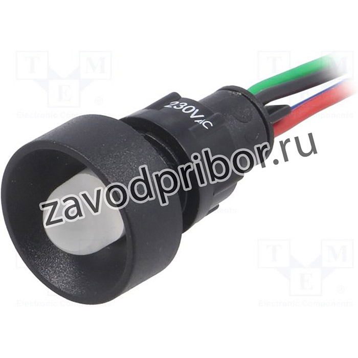 LRGB-D10-230ACWK, Индикат.лампа: LED, вогнутый, 230ВAC, Отв: d13мм, IP40, пластик