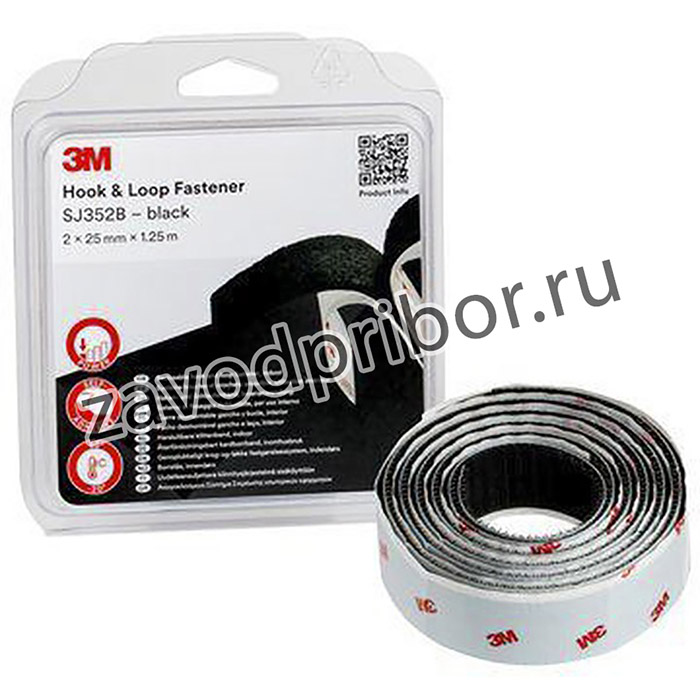SJ352B, Scotchmate™ SJ352BP Black Hook & Loop Tape, 25mm x 1.25m