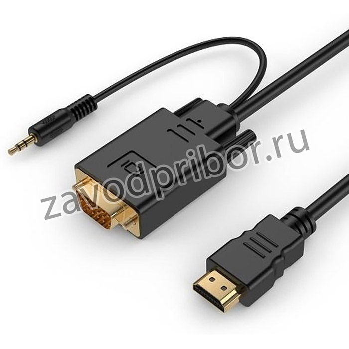 Filum Кабель HDMI-VGA 1.8 м., черный, разъемы: HDMI A male-VGA male-mini jack male, пакет. [FL-C-HM-VGAM-1.8M] (894200)