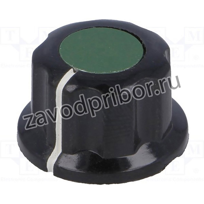 G19-GN, Ручка, с юбкой, бакелит, dоси: 6,35мм, d16,5x11мм, винтом, зеленый