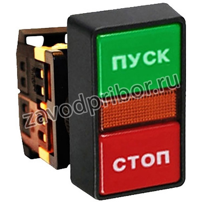 pbn-as-rec-24, Кнопка AS-22N 'Пуск-Стоп' прямоугольная 24В NO+NC PROxima