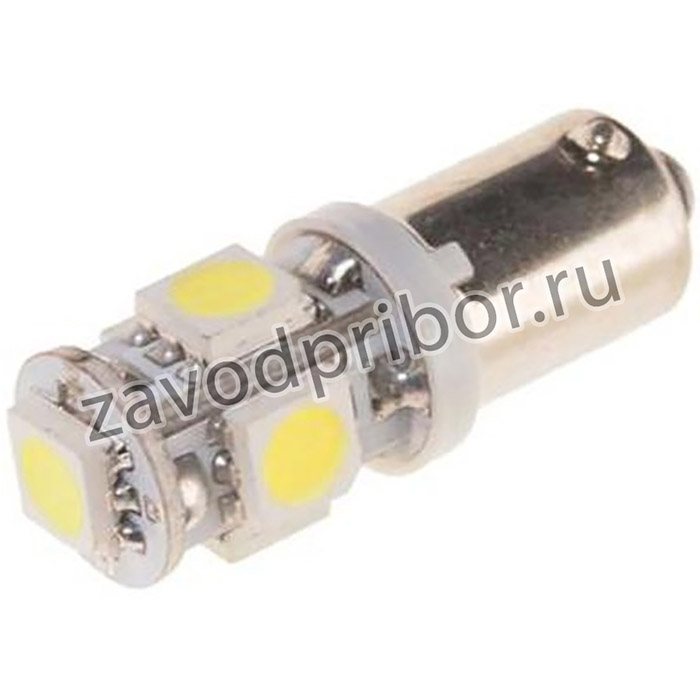90125W, Лампа светодиодная 12V T4W BA9s 6000K 5 светодиодов MEGAPOWER