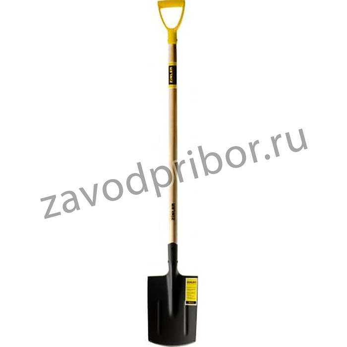 Лопата ZINLER штыковая прямоугольная с дерев.черенком 1200мм и ручкой (ЛШПЧ1)