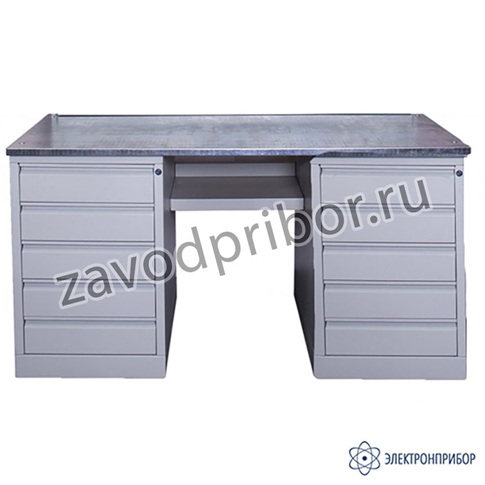 V6-1800 DD ESD HPL (цвет RAL 7035) — верстак антистатический с двумя драйверами на 5 ящиков (ЛДСП с антистатическим HPL пластиком)