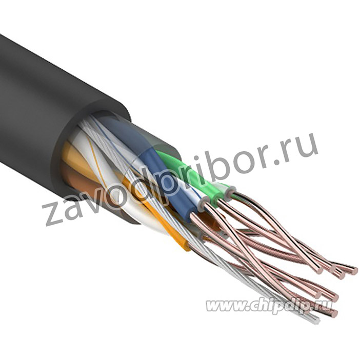 01-0045, Кабель витая пара U/UTP, CAT 5e, PE, 4PR, 24AWG, OUTDOOR, SOLID, черный, 305м