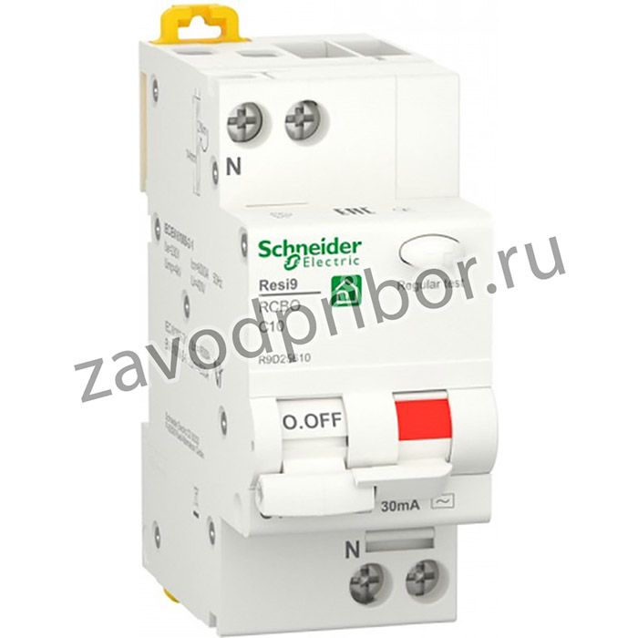 Schneider Electric RESI9 Автоматический выключатель дифференциального тока (ДИФ) 1P+N С 10А 6000A 30мА тип AС