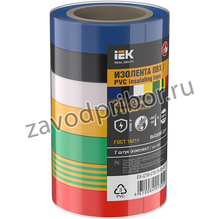 IEK Изолента 0,15х15мм 5м (7шт/компл)
