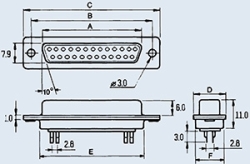 DB-25F 25pin розетка на кабель